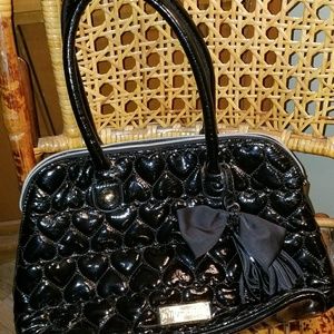Betsey Johnson Black Heart Quilted Tote/Purse